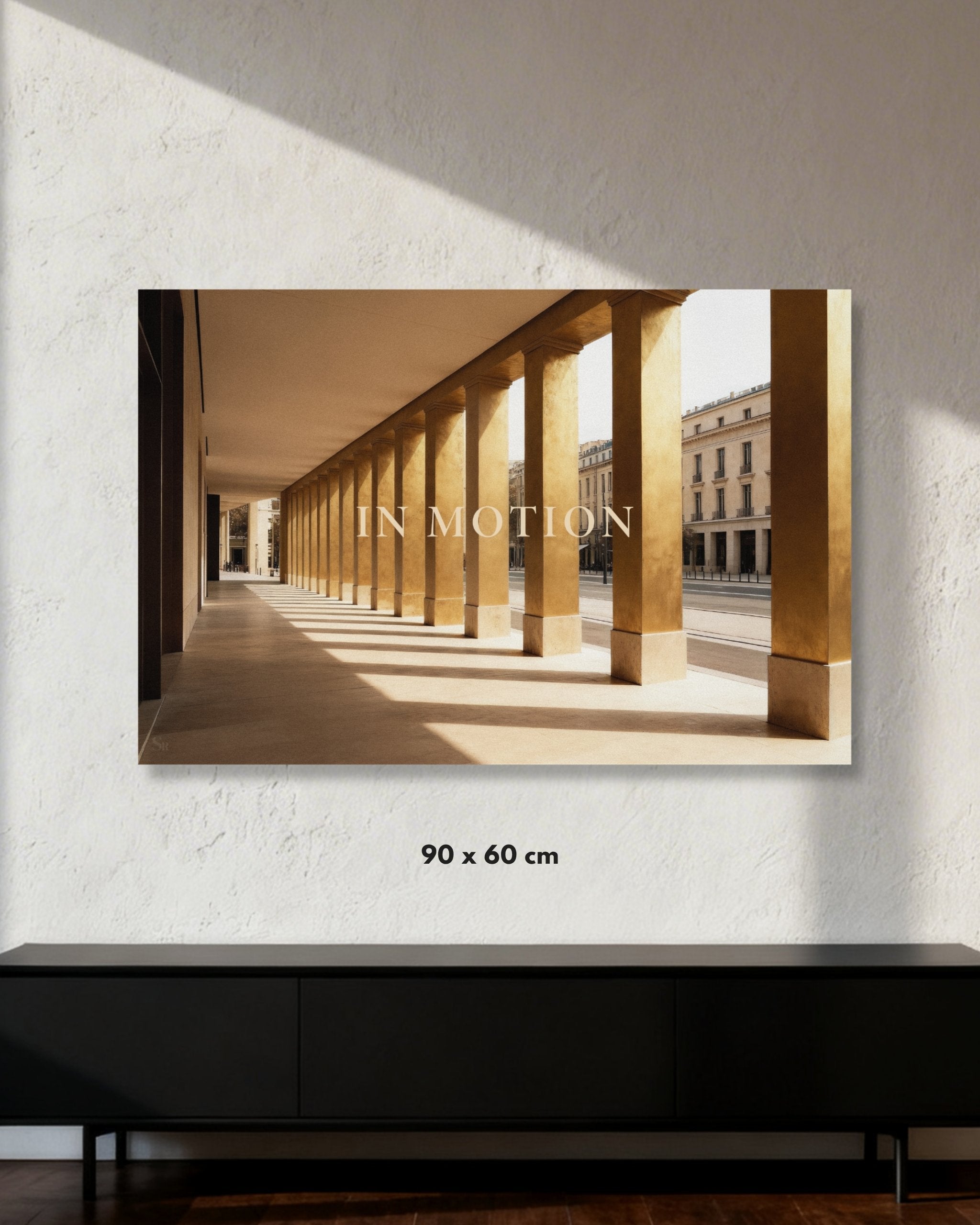 Statement Wandbild "IN MOTION" auf Alu-Dibond in der Größe 90x60 cm