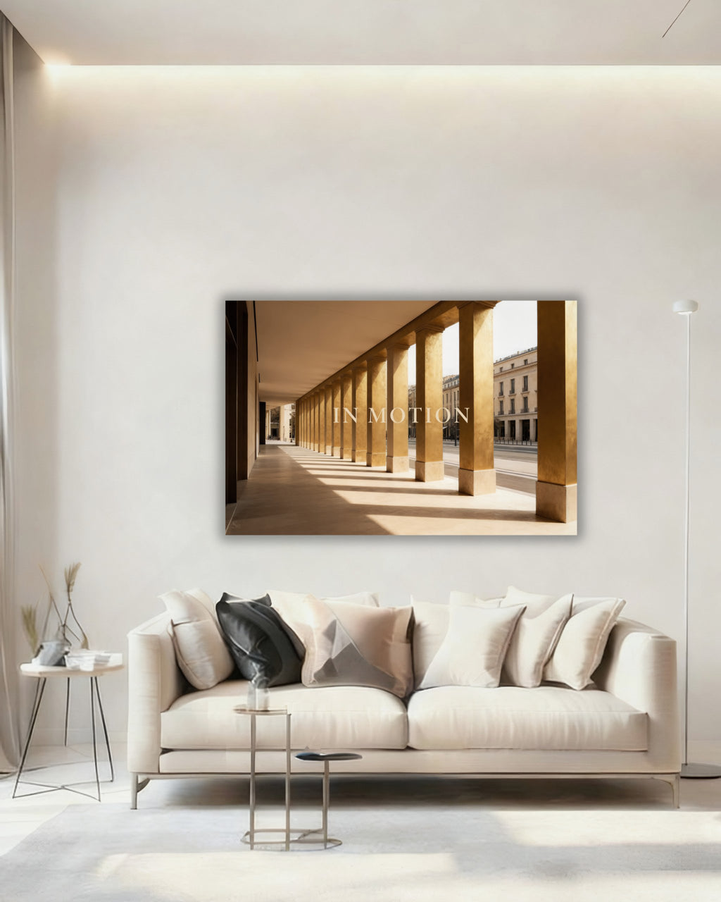 Statement Wandbild "IN MOTION" auf Alu-Dibond im Wohnbereich
