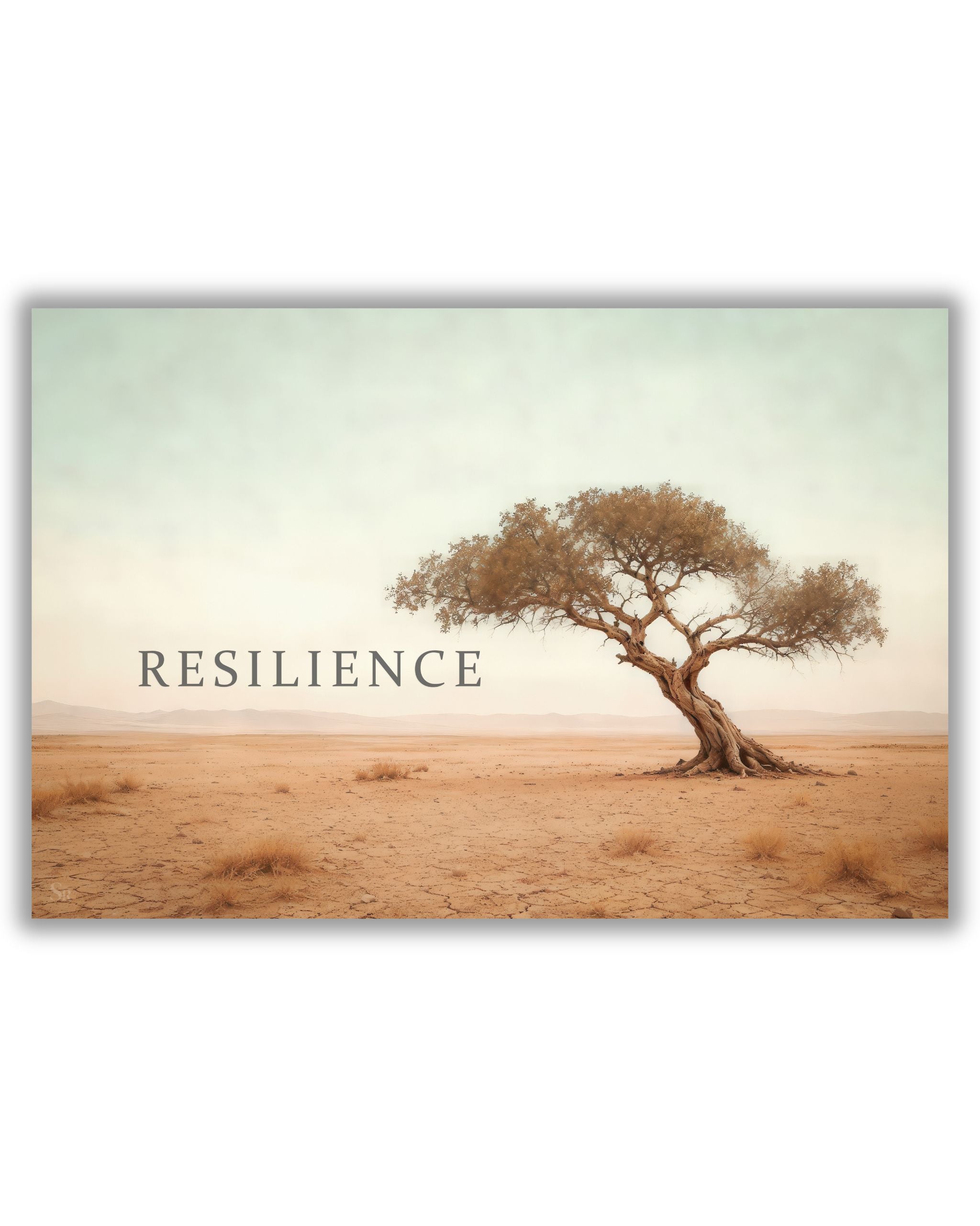 Statement Wandbild auf Alu-Dibond mit dem Statement "Resilience".