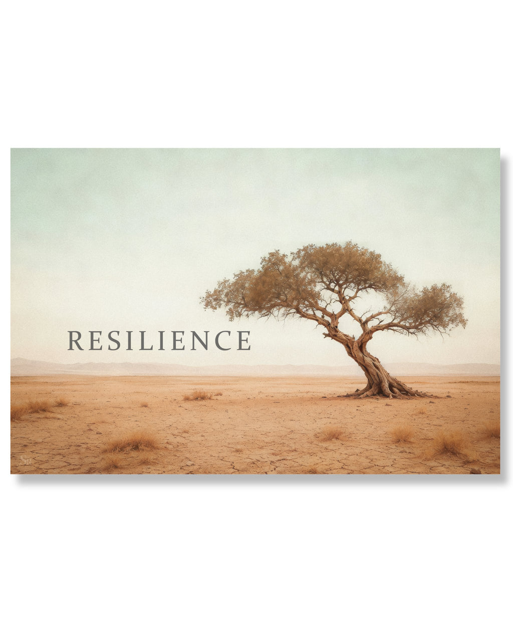 Statement Wandbild auf Alu-Dibond mit dem Statement "Resilience".