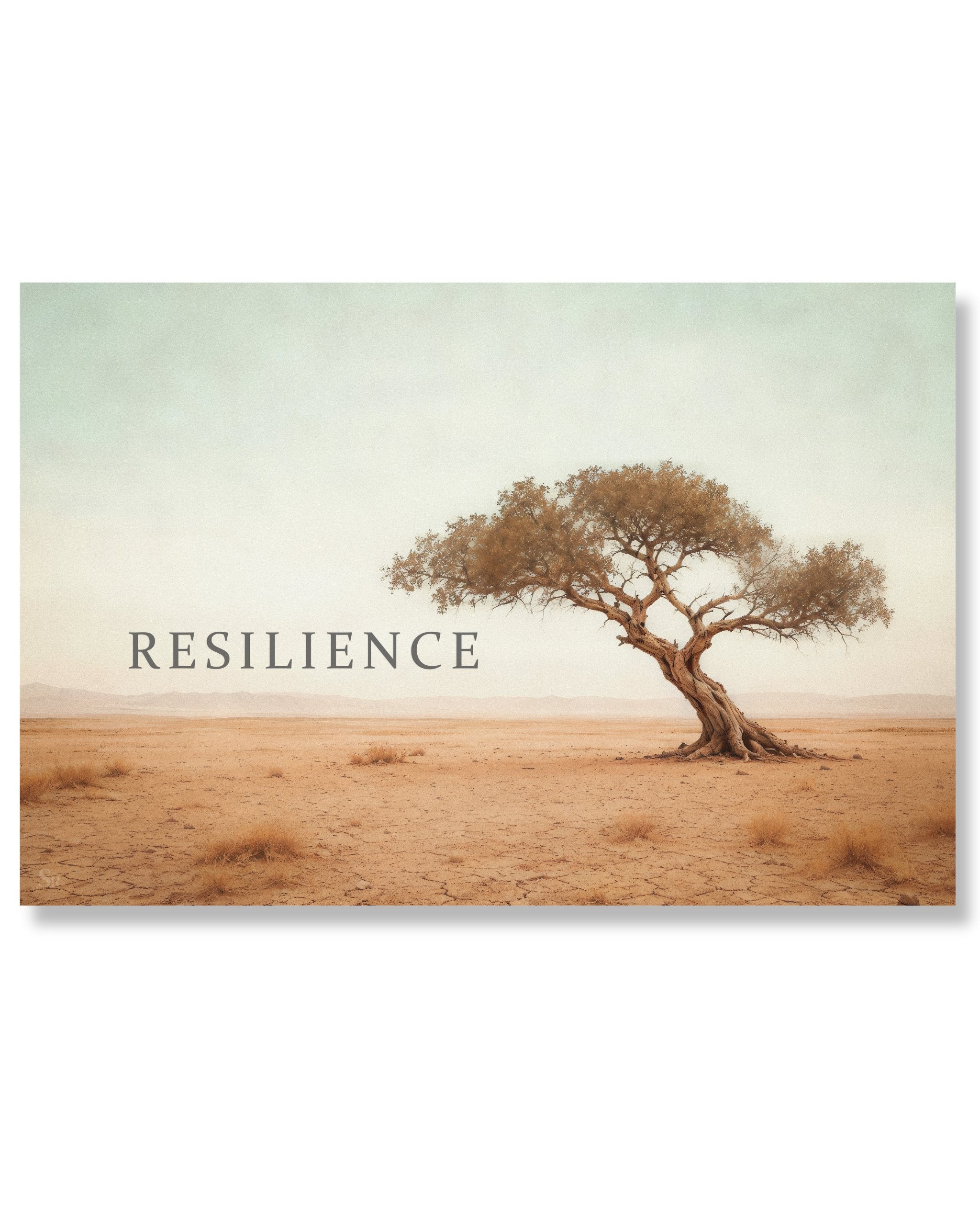 Statement Wandbild auf Alu-Dibond mit dem Statement "Resilience".