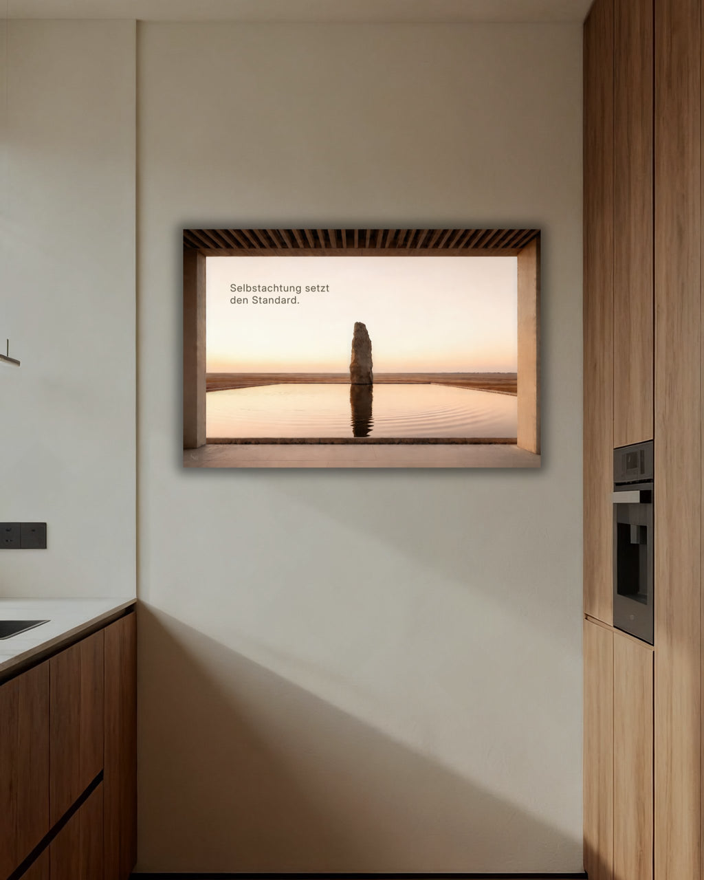 Statement Wandbild "Selbstachtung setzt den Standard." in der Küche und im Essbereich